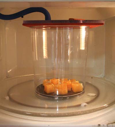 Interior_Microwave_Vacuum Interior of the vacuum microwave with chunks of orange