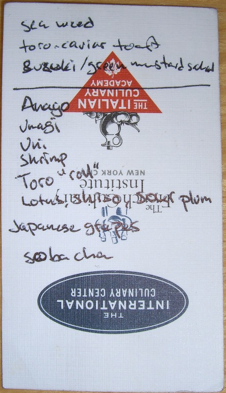 Second part of the menu, still pretty small