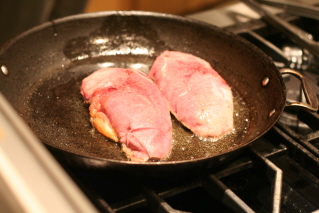 breasts cooking We started to cook the breasts, and reduce the blood with the butter and foie gras.