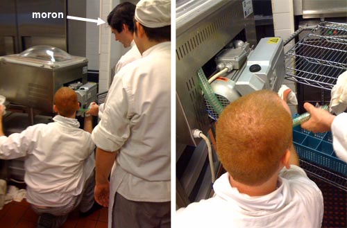 Fishing the stupid piece of silicone out of the vacuum tubing inside the school's vacuum machine.