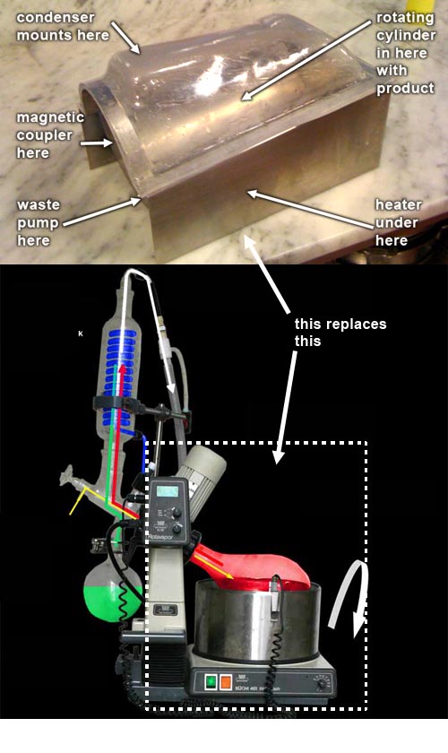 On top: new rotovap base; on bottom: what it replaces.
