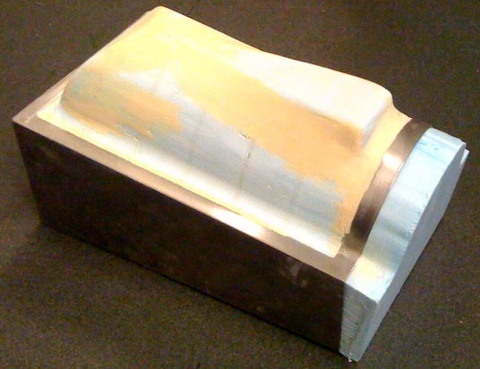Ready to vacuum form --or so I thought! The exposed Styrofoam was a problem as was the surface quality as was the lack of release agent.