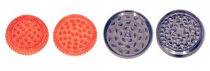 Two "herb grinders:" no-name plastic on the left; Chromium Crusher on the right.