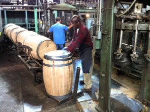 Brown Foreman Distillery's bourbon barrels in the making.