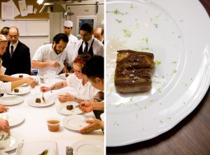 Carlo plating his lamb, and the finished dish.
