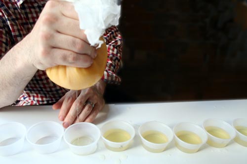 agarclarcups Separating the juice over the course of the clarification to measure changes in taste.