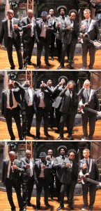 The Roots (from left to right): Damon "Tuba Gooding Jr" Bryson, James Boyser, Tariq "Black Thought" Trotter, Frank "Frankie Knuckles" Walker, Ahmmir "?uestlove" Thompson, Captain Kirk Douglas, Owen Biddle; Jimmy's kick-ass house band; Phili boys; we wish they could always play behind us as we distill on the rotovap.